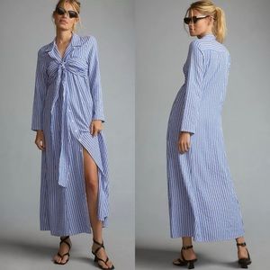 NWT Anthropologie Porridge Tie Front Striped Shirt Dress